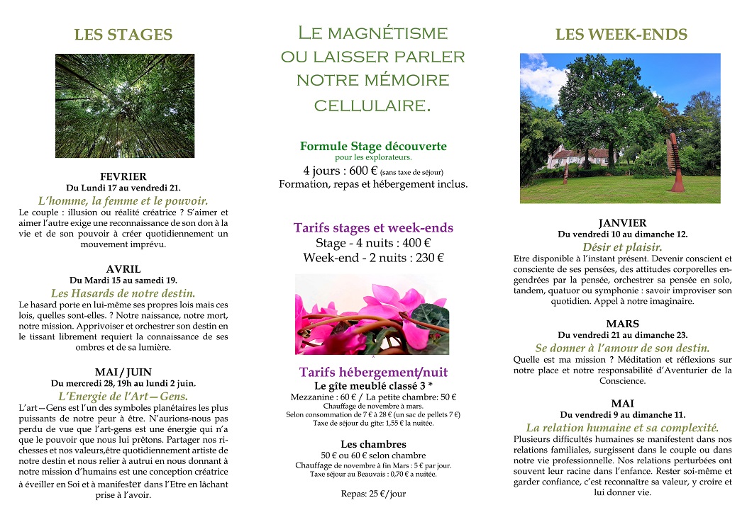 Programme stages et week ends LE BEAUVAIS 2025 interieur BD