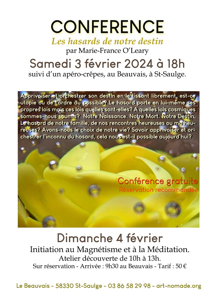 affiche conference Les hazards de notre destin 3 fevrier 2024 BD